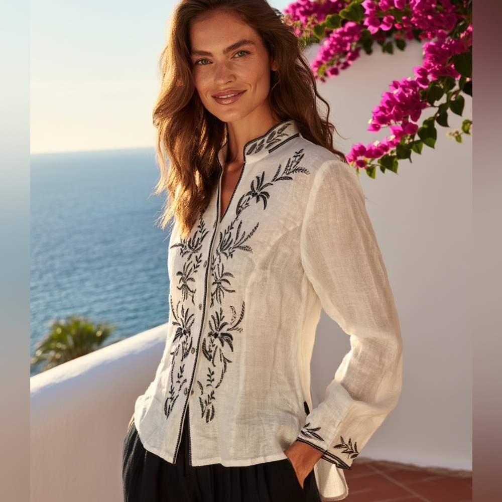 🎽 ANNE CARSON 100% Linen Blouse